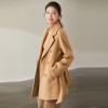 Winter Women Double-faced Cashmere Coat Camel Double-breasted Pure Wool Coat