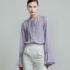Satin Chiffon Ruffled Long-sleeve Shirt