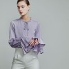 Satin Chiffon Ruffled Long-sleeve Shirt