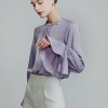 Satin Chiffon Ruffled Long-sleeve Shirt