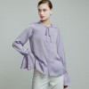 Satin Chiffon Ruffled Long-sleeve Shirt