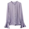 Satin Chiffon Ruffled Long-sleeve Shirt