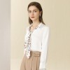 Women's Printed Ribbon V-Neck OL Chiffon Shirt