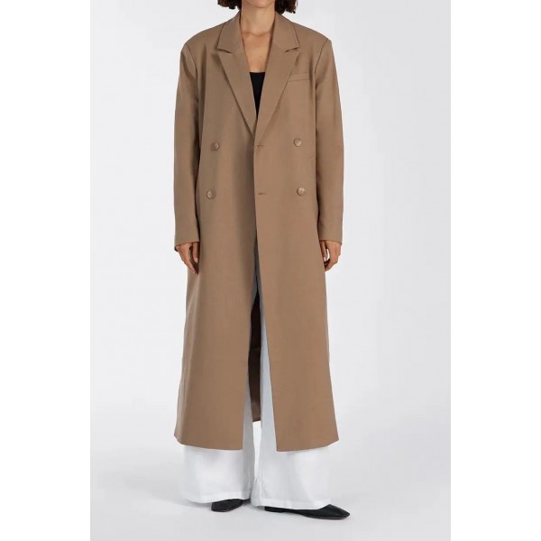 CELINA TAN WOOL BLEND COAT