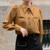 Shiny silk fabric sleeve T-shape shirt