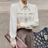 Shiny silk fabric sleeve T-shape shirt