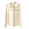 Shiny silk fabric sleeve T-shape shirt